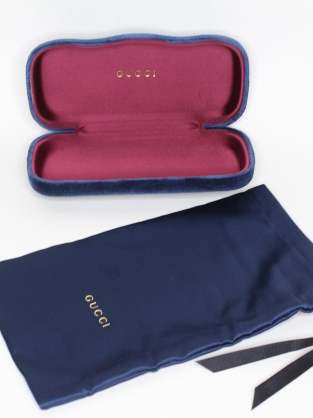 Gucci Case Hard Shell Velvet Eye Glasses and Sunglasses Blue with dust bag